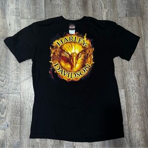 Y2K Harley Davidson Flaming Bald Eagle Head Double Sided Size Large‎